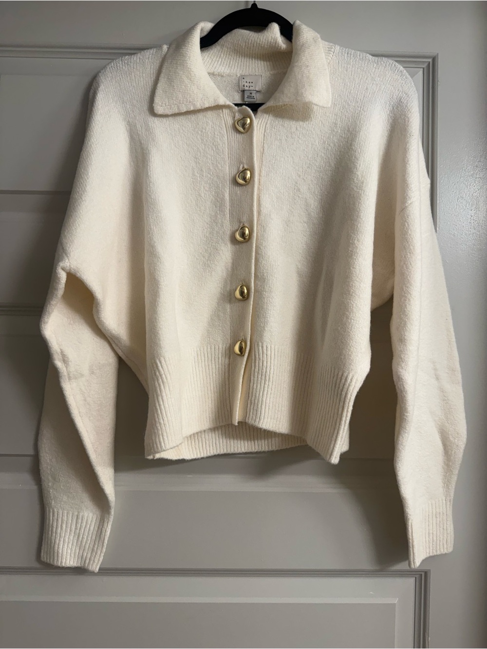 NWT-Target A New Day -Cream Button-Front Women's Collared Sweater